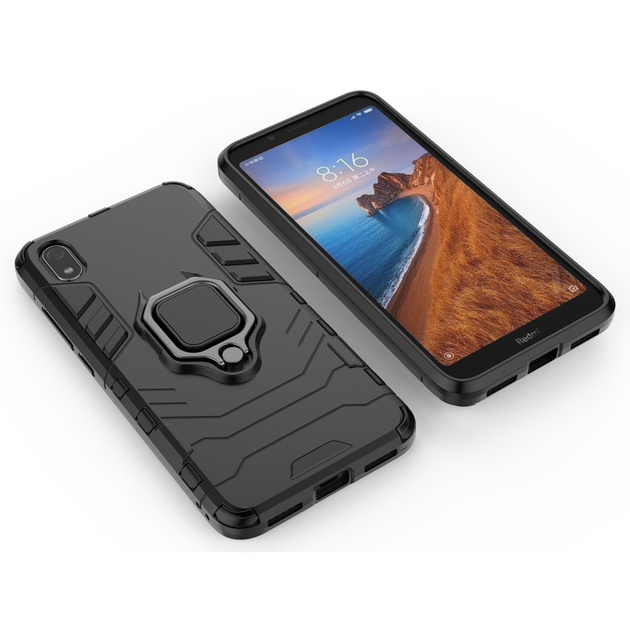 Чохол Ring case для Xiaomi Redmi 7A броньований бампер з кільцем чорний - Фото 4 Чохол Ring case для Xiaomi Redmi 7A броньований бампер з кільцем чорний - зображення 4