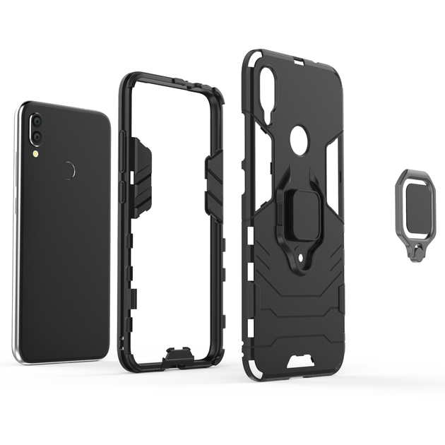 Чехол Ring case для Xiaomi Redmi Note 7 / Note 7 Pro / Global бронированный бампер с кольцом черный - изображение 6