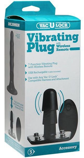 Вибрирующий штекер Doc Johnson Vac-U-Lock Vibrating Plug with Wireless Remote (21810000000000000) - изображение 2
