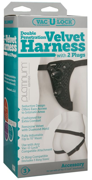 Труси для страпона для подвійного проникнення Vac-U-Lock Double Penetration Velvet Harness with 2 Plugs (19163 трлн) - зображення 3