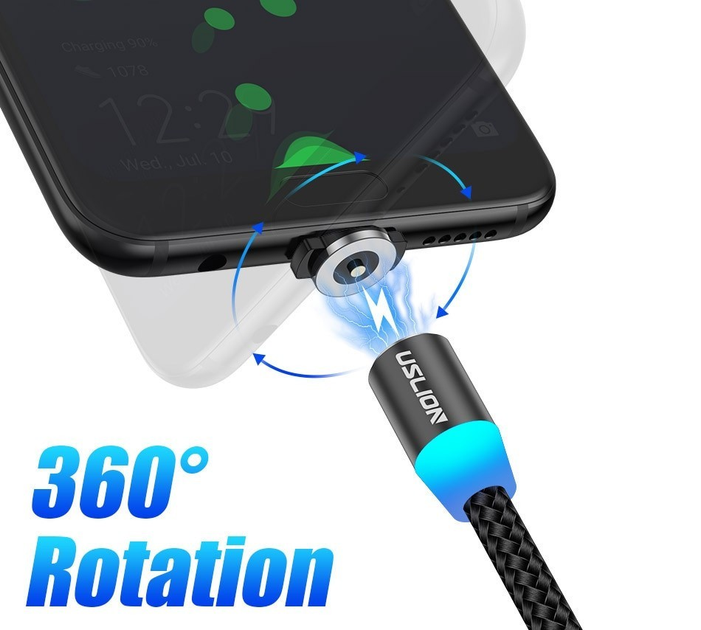 Магнитный кабель USB 2м + магнитная головка iOS для зарядки iPhone Blue ...