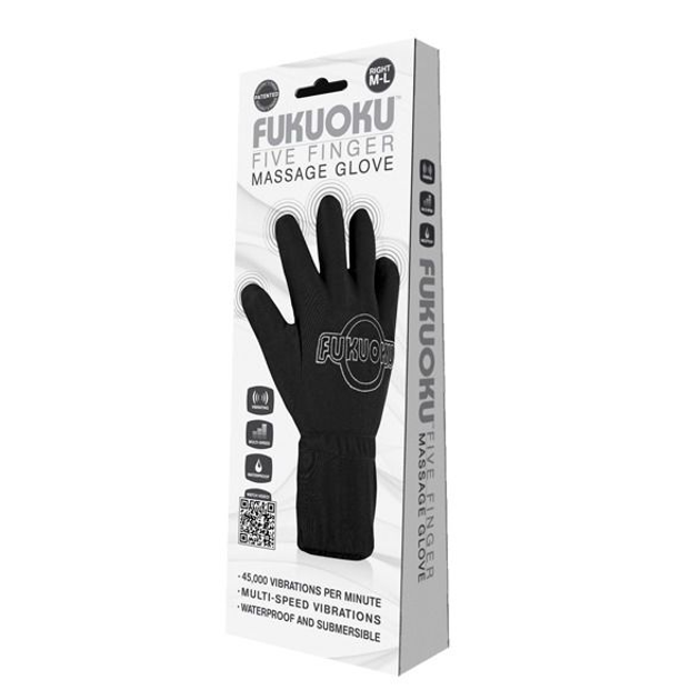 Вібро-рукавичка для масажу DeeVa Fukuoku Five Finger, на праву руку колір чорний розмір M (12603005008000000) - зображення 2