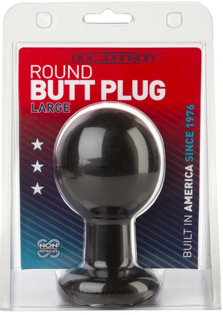 Анальная пробка Doc Johnson Round Butt Plug Large цвет черный (15771005000000000) - изображение 1