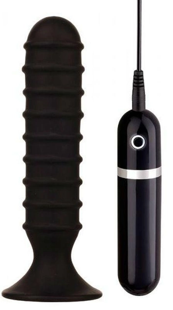 Анальная вибропробка Menzstuff Ribbed Torpedo 6 inch цвет черный (15382005000000000) - изображение 1