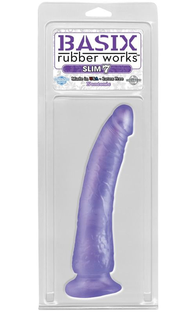 Фаллоимитатор Pipedream Basix Rubber Works Slim 7 цвет фиолетовый (08542017000000000) - изображение 1