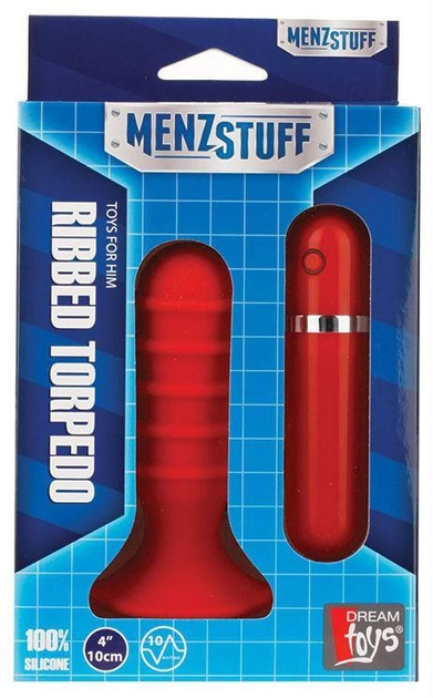 Анальна вібропробка Menzstuff Ribbed Torpedo 4 Inch колір червоний (+17908015000000000) - зображення 1