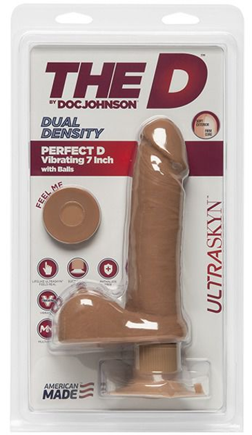 Вібратор Doc Johnson The D, Perfect D Vibrating 7 with Balls колір коричневий (+21897014000000000) - зображення 2