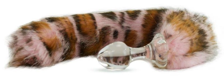 Стеклянная анальная пробка с хвостом из искусственного меха Crystal Minx Faux Fur Tails Pink Snow Leopard Faux Tail (16003000000000000) - изображение 1