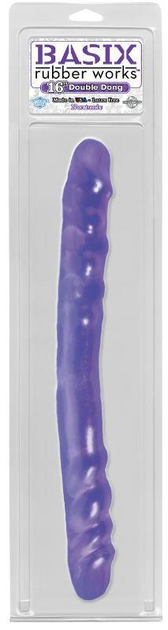 Двосторонній фалоімітатор Basix Rubber Works - 16 Double Dong колір фіолетовий (08565017000000000) - зображення 2