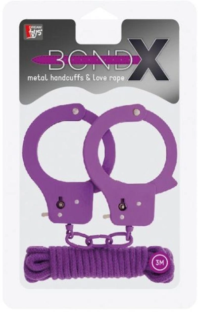 Набір Bondx Metal Cuffs & Love Rope Set колір фіолетовий (15940017000000000) - зображення 1