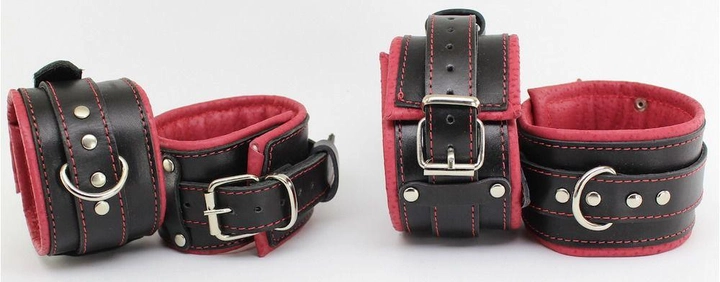 Чорно-червоний комплект наручників і поножі Scappa розмір L (21675000010000000) - зображення 1