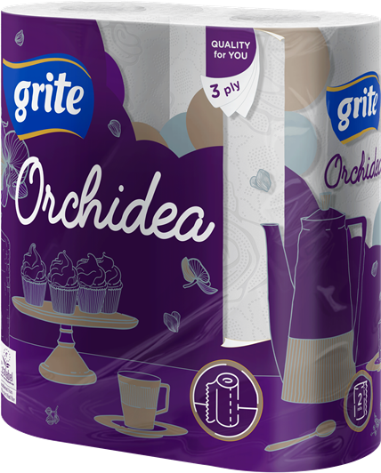 Паперові рушники Grite Orchidea 3 шари 65 відривів 2 рулони ...
