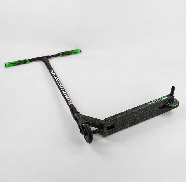 Самокат трюковый Best Scooter Crash 41747 HIC-система, пеги, алюминиевый диск и дека, колёса PU 110мм Черно-зеленый - Фото 4 Самокат трюковый Best Scooter Crash 41747 HIC-система, пеги, алюминиевый диск и дека, колёса PU 110мм Черно-зеленый - изображение 4