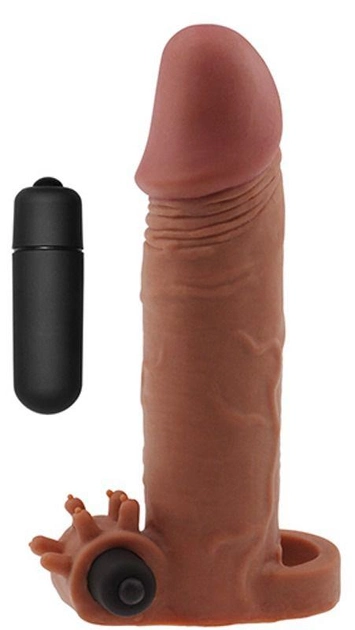 Насадка на пеніс з вібрацією Pleasure X-Tender Series Perfect for 4,5-6 inches Erect Penis колір коричневий (+18914014000000000) - зображення 1