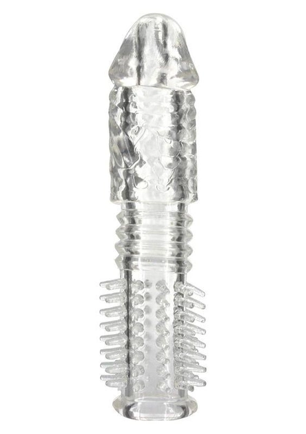Гелевая насадка на пенис с рельефом из усиков и жемчужин Penis Silicone Sleeve цвет прозрачный (00831041000000000) - изображение 1