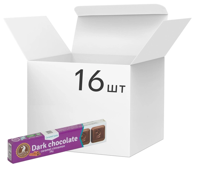 Упаковка шоколада темного SHOUD'E карамель-корица 28 г х 16 шт (4820078238169) 