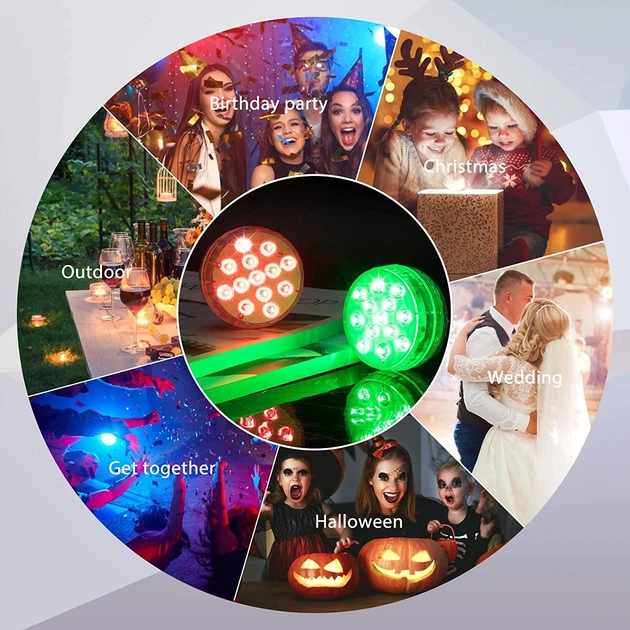 Світлодіодне підсвічування для басейну, акваріума, фонта RGB 13 LED з пультом вуличний світильник водонепроникний Rainbow Shower - зображення 6