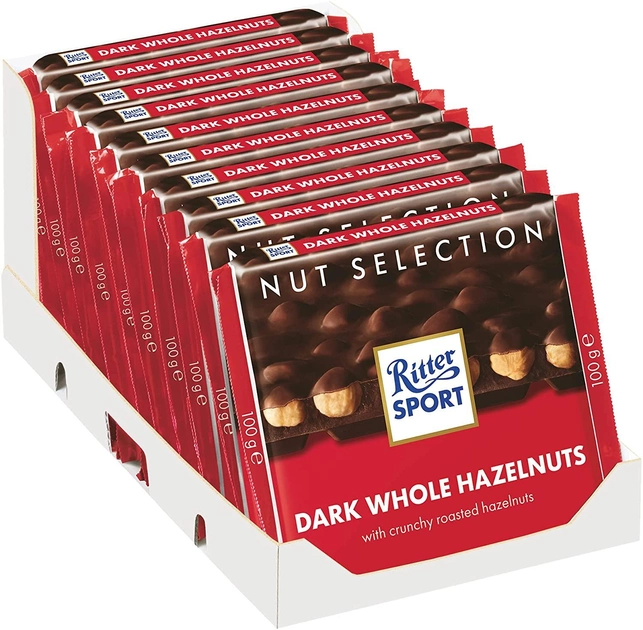 Акция на Упаковка темного шоколаду Ritter Sport Nut Selection з цільними лісовими горіхами 10 шт. х 100 г от Rozetka