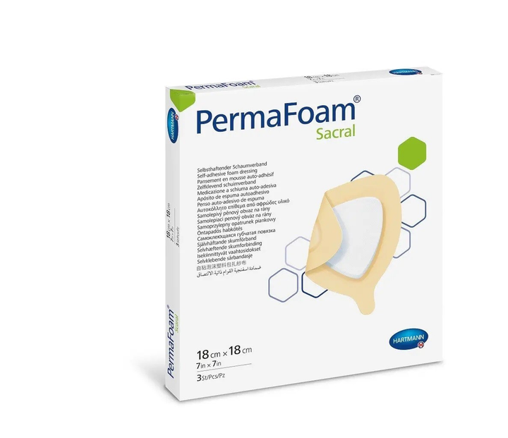 Повязка губчатая самоклеящаяся PermaFoam Sacral 18см х 18см 1шт (4094227) - изображение 1