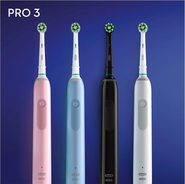 Zestaw elektrycznych szczoteczek Oral-B Pro3 3900 CrossAction Black+White - obraz 6
