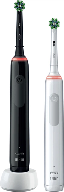 Zestaw elektrycznych szczoteczek Oral-B Pro3 3900 CrossAction Black+White - obraz 2