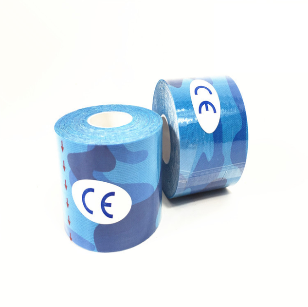 Кінезіо тейп Kinesiology Tape камуфляж 5см х 5м блакитний камуфляж - зображення 2