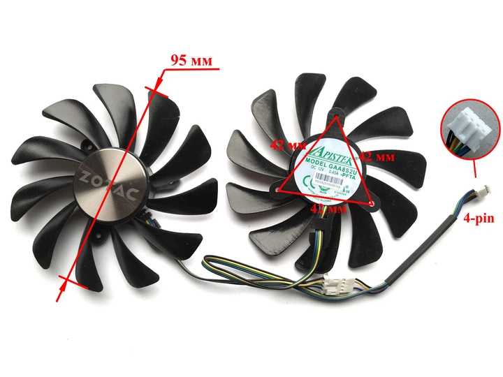 Вентилятор Apistek для відеокарти Zotac AMP Edition GAA8S2U (GFM10012H12SPA) комплект 2 шт (№177.3) - зображення 3