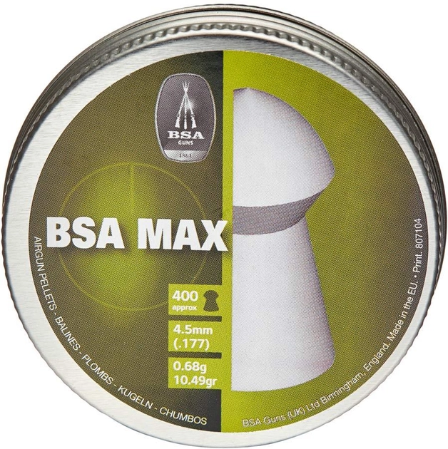 Пули пневматические BSA Max 4.5 мм 0.68 г 400 шт (21920140) - изображение 1