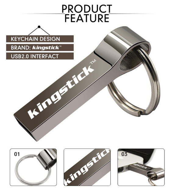 USB Флешка для компьютера 32ГБ Kingstick 32gb металлическая флешка с кольцом - изображение 5