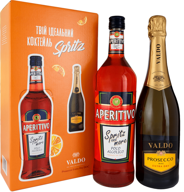 Набор Ликер Dilmoor Aperitivo Spritz 1 л 11% + Вино игристое Valdo Prosecco DOC Extra dry Spumante Bianco 0.75 л сухое белое 11% (91128841088) - изображение 1