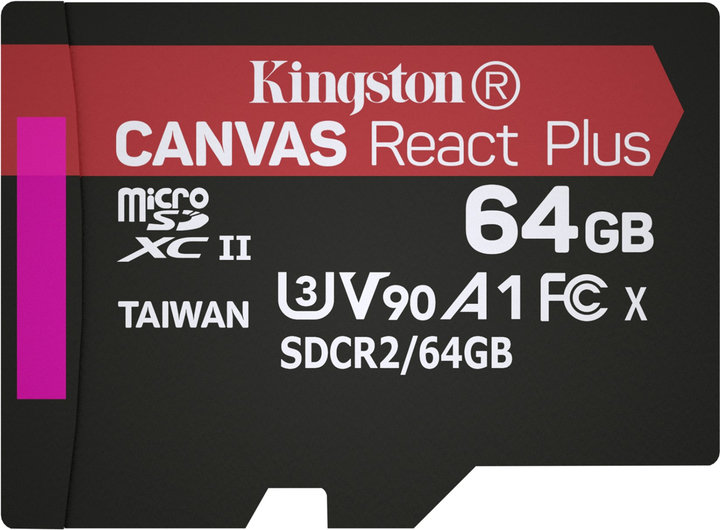 Карта памяти Kingston MicroSDXC 64GB Canvas React Plus Class 10 UHS-II ...