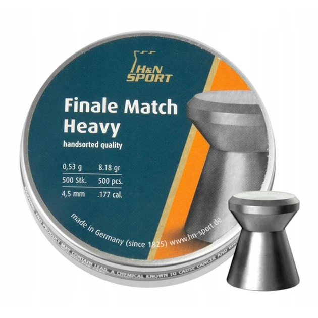 Пули для пневматики H&N Finale Match Heavy (4.49мм, 0.53г, 500шт) - изображение 1
