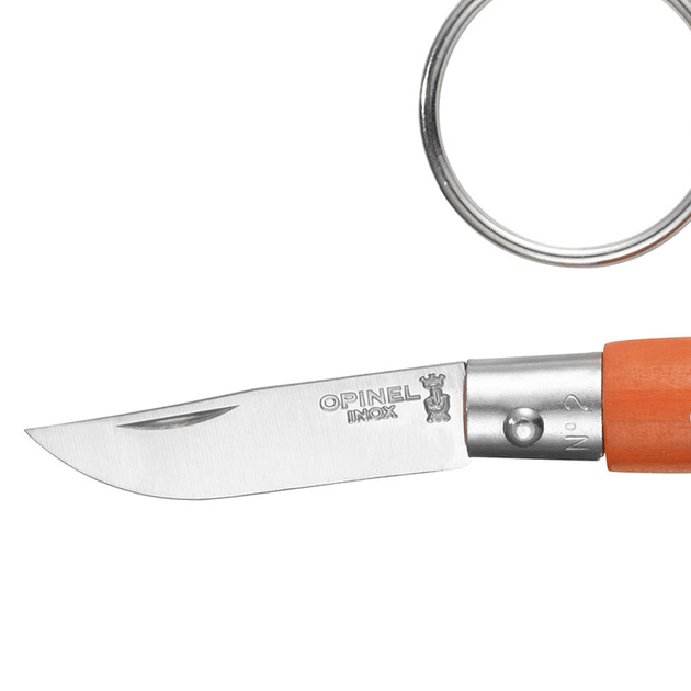 2 в 1 ніж складаний + Opinel брелок Keychain №2 Inox (довжина: 80мм лезо: 35мм) помаранчевий - зображення 2