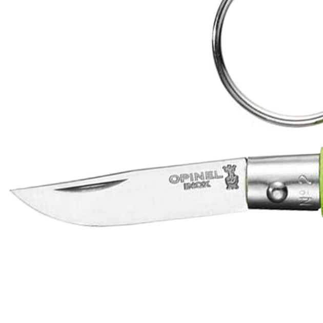 2 в 1 - нож складной + брелок Opinel Keychain №2 Inox (длина: 80мм, лезвие: 35мм), салатовый - изображение 2