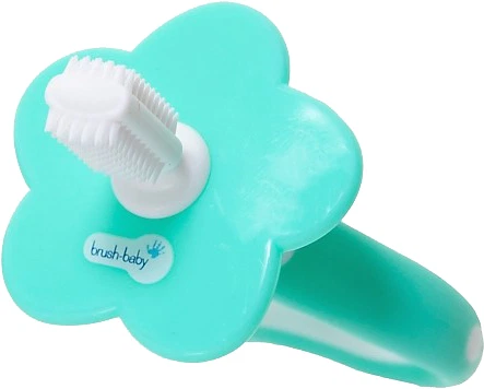 Zestaw dla niemowląt Brush-Baby First Brush and Teether Set Gryzak + Szczotka do zębów 0-18 miesięcy Zielony (5060178100709) - obraz 2