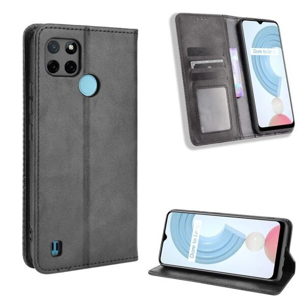 Чехол-книжка Deexe Retro Style для Realme C21Y / C25Y - Black - изображение 8