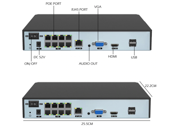 POE IP Відеореєстратор Usafeqlo 8-портовий NVR 8Мп (4K) P2P Xmeye - зображення 2