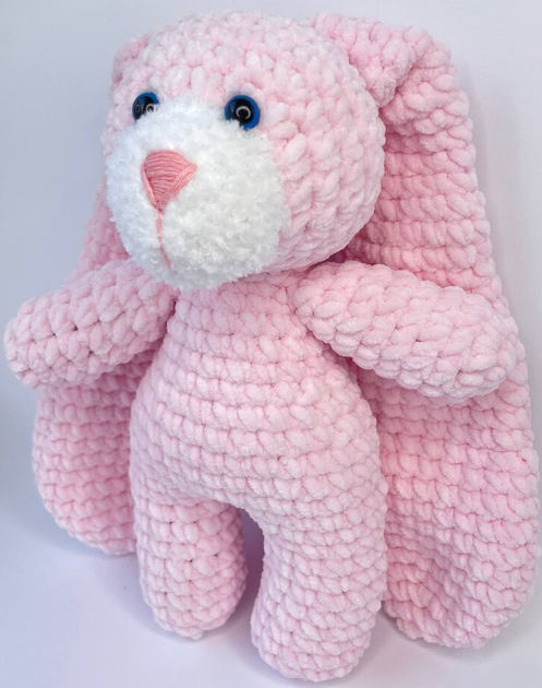Мягкая плюшевая игрушка ручной работы Crochet UA Зайчик Бони Розовая 28 ...