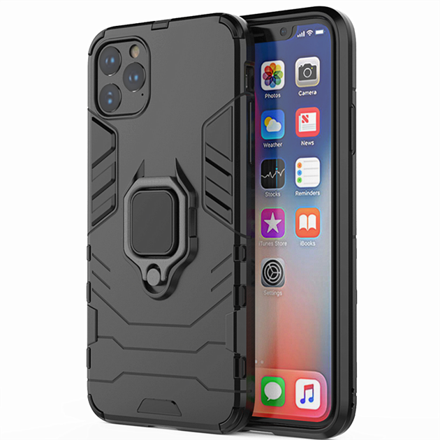 Чехол Ring case для Apple Iphone 11 Pro Max бронированный бампер с кольцом черный - изображение 2