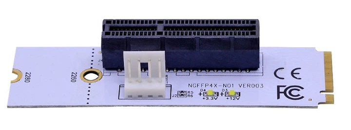 Райзер м2 білий з LED PCI-E Riser 4pin m2 для відеокарт m.2 м.2