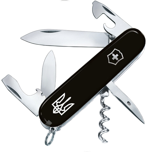 Нож складной, мультитул Victorinox Spartan Ukraine Трезубец (91мм, 12 функций), черный 1.3603.3R1 - изображение 1