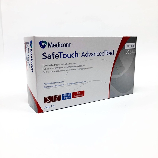Перчатки нитриловые Medicom SafeTouch Red S красные 4,0 грамм 100 шт (001056) - изображение 1