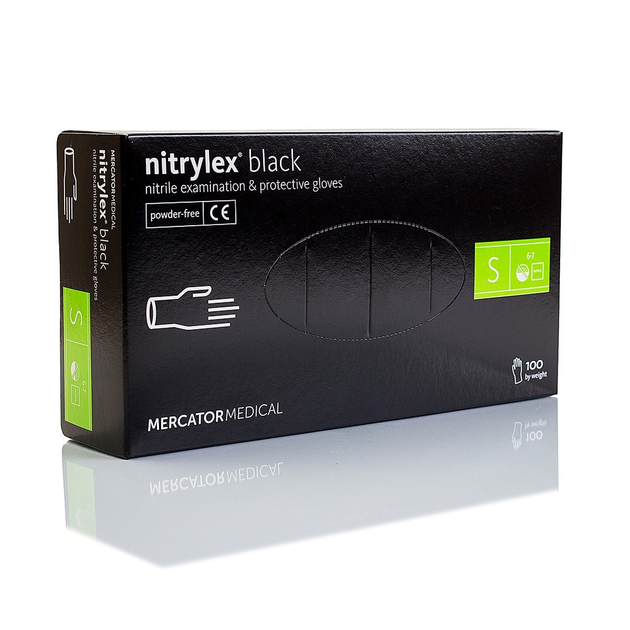 Перчатки нитриловые Mercator Medical Nitrylex Black S черные 100 шт (000119) - изображение 1