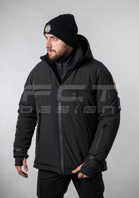 Куртка тактическая FCTdesign зимняя Патрол Софтшелл 60-62 черная - изображение 2