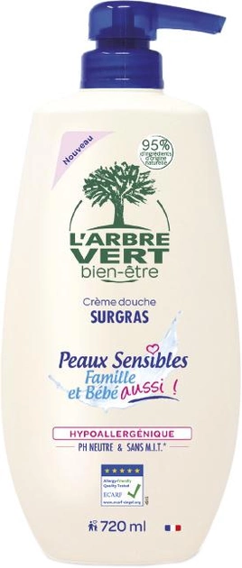 Акція на Крем-гель для душу L'Arbre Vert Sensitive для чутливої шкіри з екстрактом солодкого мигдалю 720 мл від Rozetka