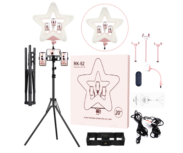 LED лампа XPRO LIVE LIGHT RK-52 студийная 360° светодиодная с штативом Звезда Розовоя 47 см для смартфонов (957_1587) - Фото 2 LED лампа XPRO LIVE LIGHT RK-52 студийная 360° светодиодная с штативом Звезда Розовоя 47 см для смартфонов (957_1587) - изображение 2