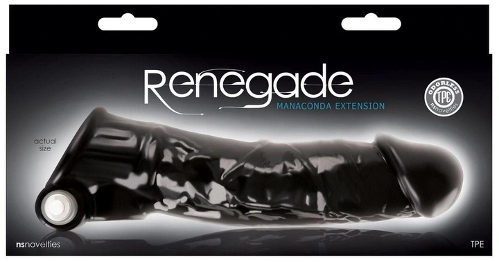 Подовжуюча вибронасадка на пеніс Renegade Manaconda колір чорний (19528005000000000) - зображення 2