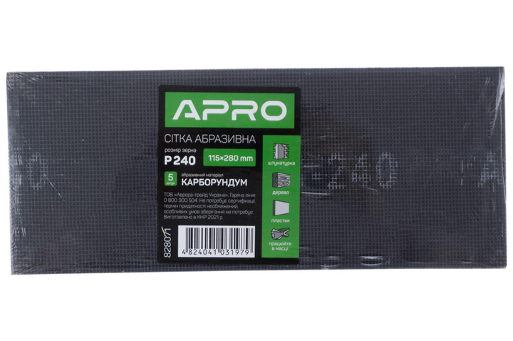 Сітка абразивна Apro - 115 x 280 мм x Р240 PRO (5 шт.) (000076373) - зображення 3