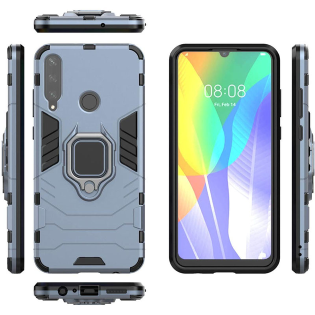 Ударопрочный чехол Transformer Ring for Magnet для Huawei Y6p серый ...
