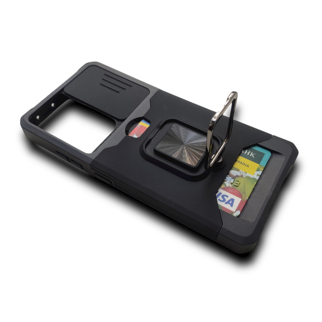 Протиударний чохол ARMOR Business Card Ring для Samsung Galaxy S21 Ultra броньований бампер з кільцем підставкою Чорний - зображення 7